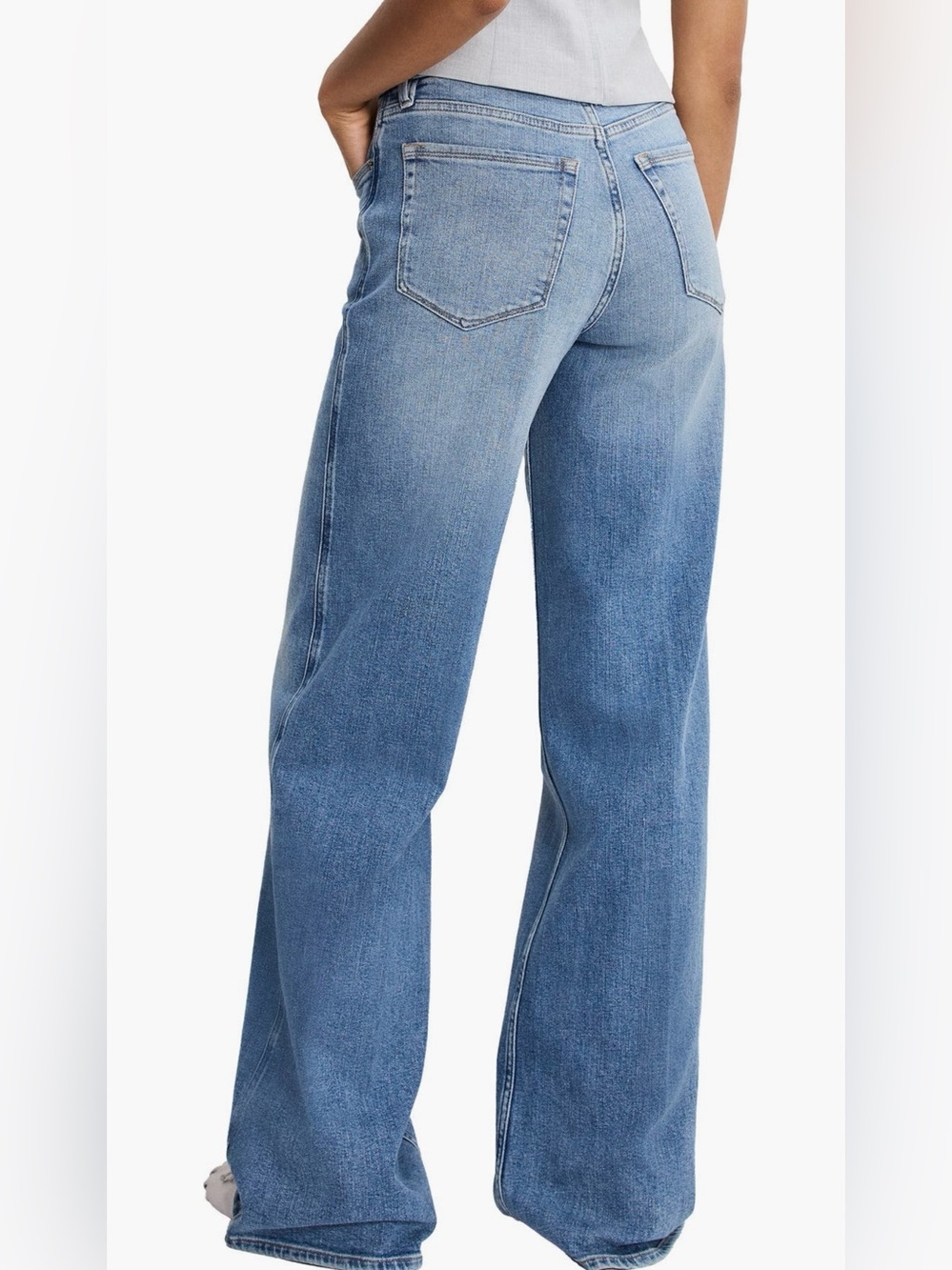 Good American Women's Good Skate Petite High Rise Wide Leg Jeans Size 29 Indigo - Picture 2 of 13